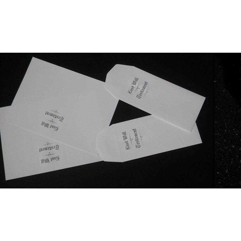 PROFESSIONAL QUALITY LEGAL WILL ENVELOPES AND WILL BACKERS FOR WILLS MADE ONLINE